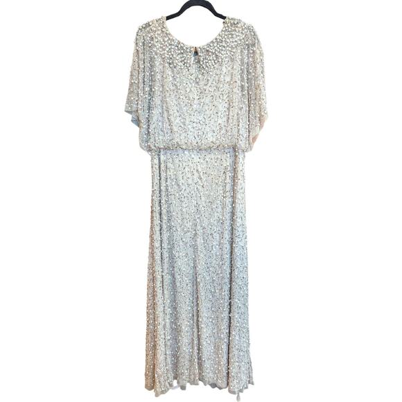 Mac Duggal Pearl Sequin Gown Size 16 NWT Champagne Embellished Dress 14523 - Picture 4 of 7